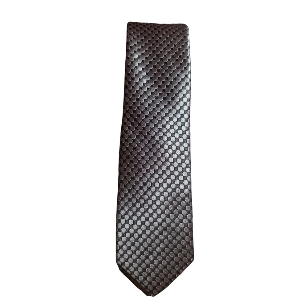 Express Mens Silk Tie Grey Charcoal Textured Dot Geometric Slim Necktie 58x2
